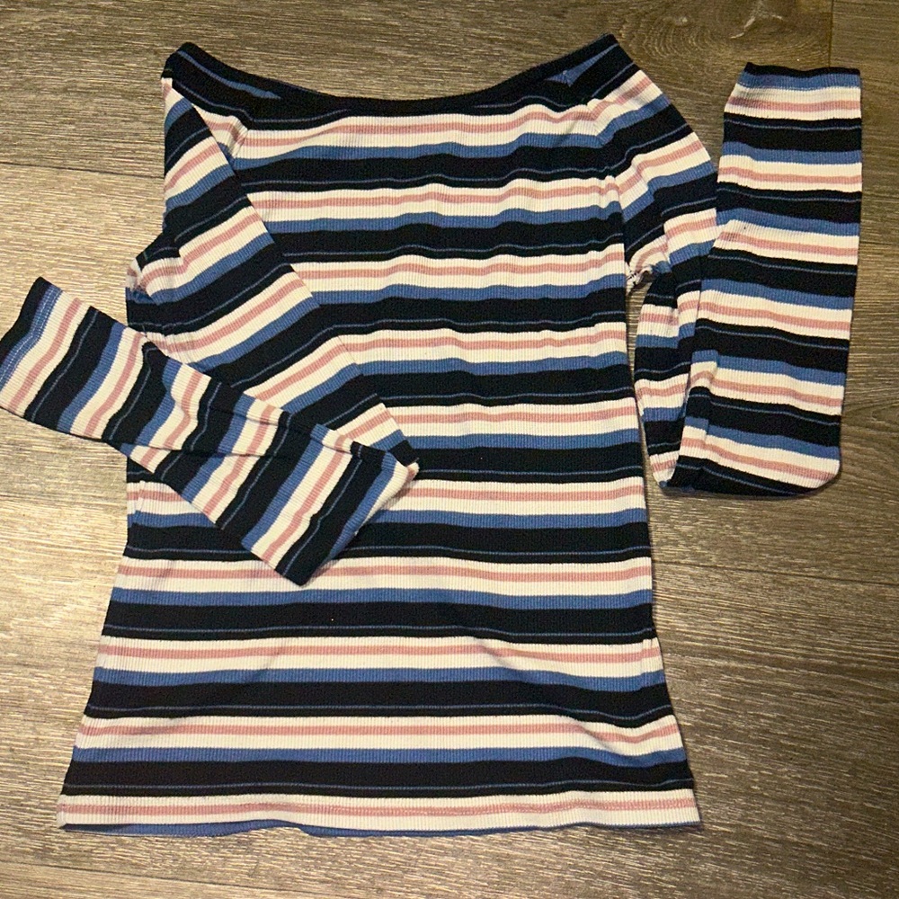 Striped Off-Shoulder Fitted Women's Top